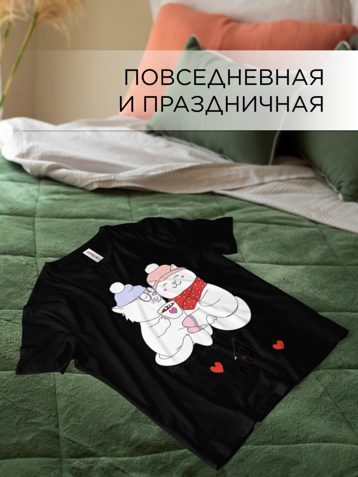 Футболка оверсайз с принтом Пара кошек