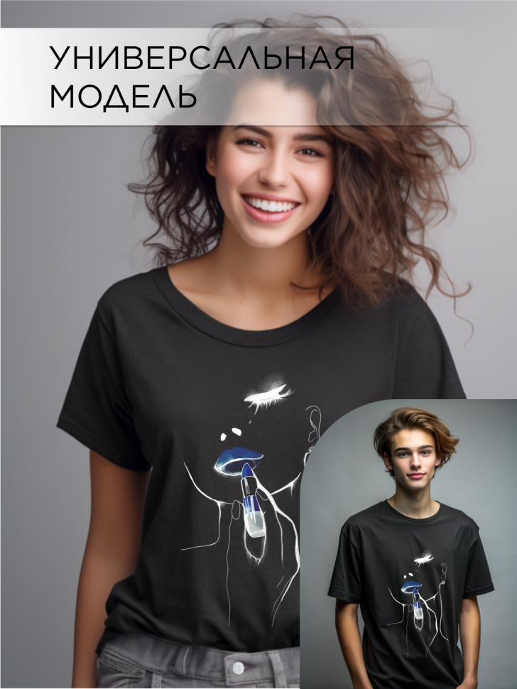 Футболка оверсайз с принтом Помада черная