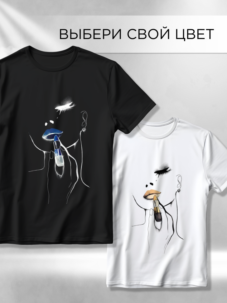 Футболка оверсайз с принтом Помада черная