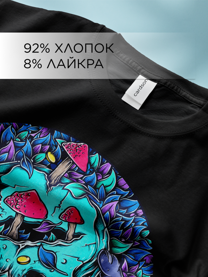 Футболка оверсайз универсальная с принтом Череп в круге Футболка оверсайз универсальная с принтом Череп в круге