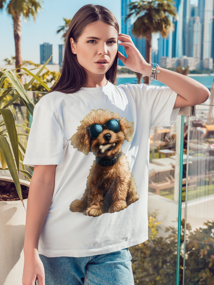 Футболка оверсайз женская с принтом пес в очках