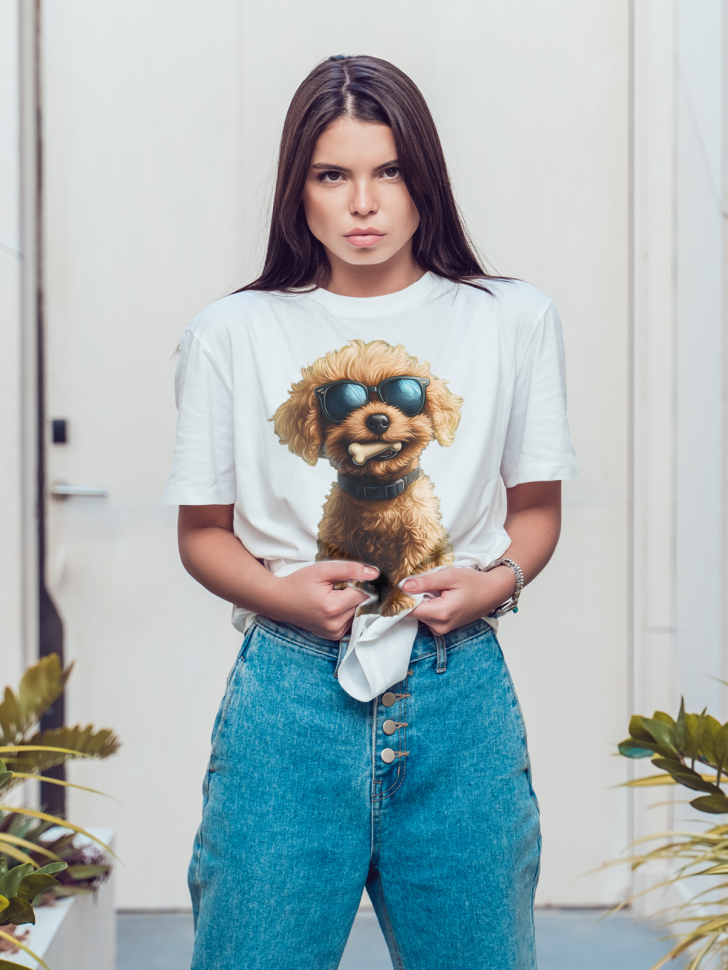 Футболка оверсайз женская с принтом пес в очках