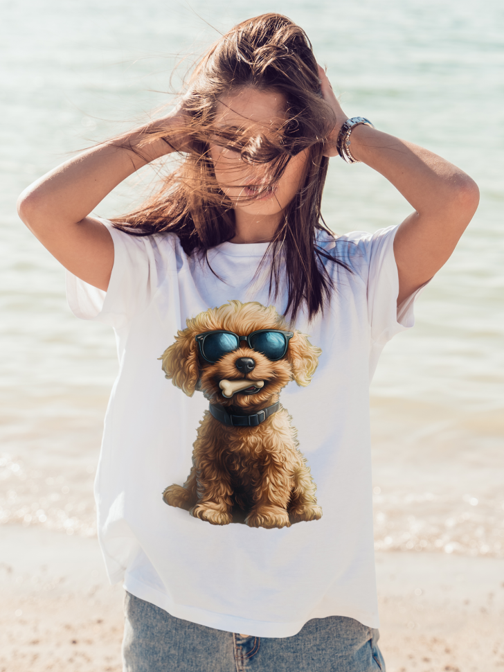 Футболка оверсайз женская с принтом пес в очках