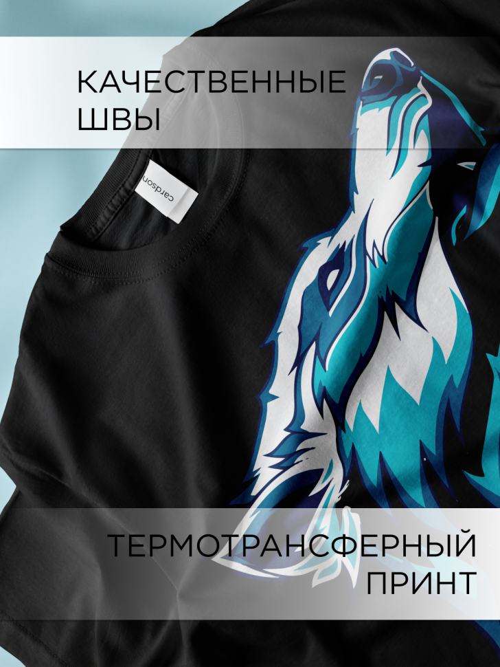 Футболка оверсайз с принтом Волк морской Футболка оверсайз с принтом Волк морской