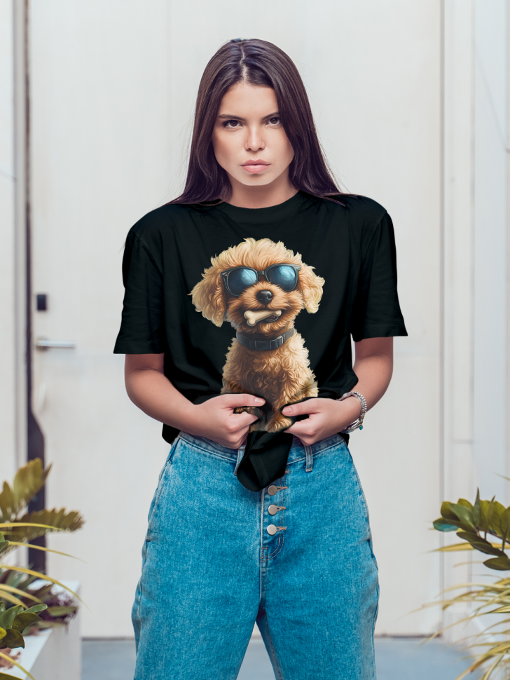Футболка оверсайз женская с принтом пес в очках