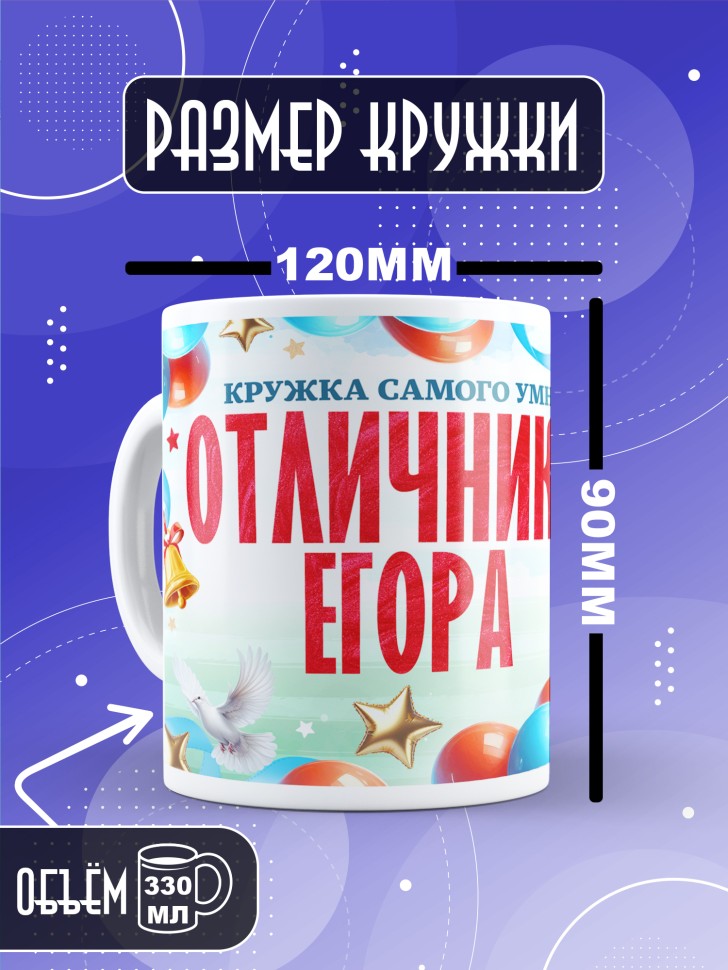 Кружка именная для школьника Егора