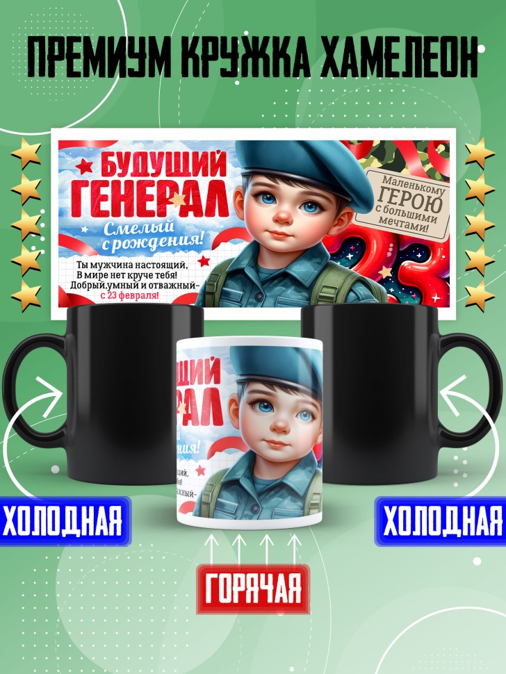 Кружка хамелеон на 23 февраля сыну школьнику 