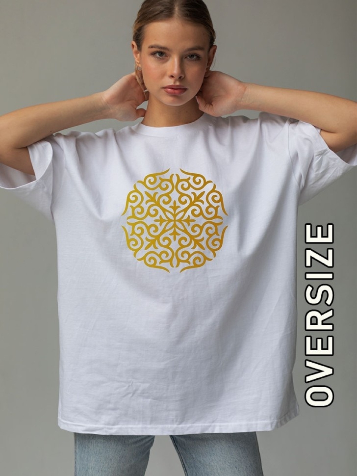 Футболка женская с принтом белая восточный орнамент