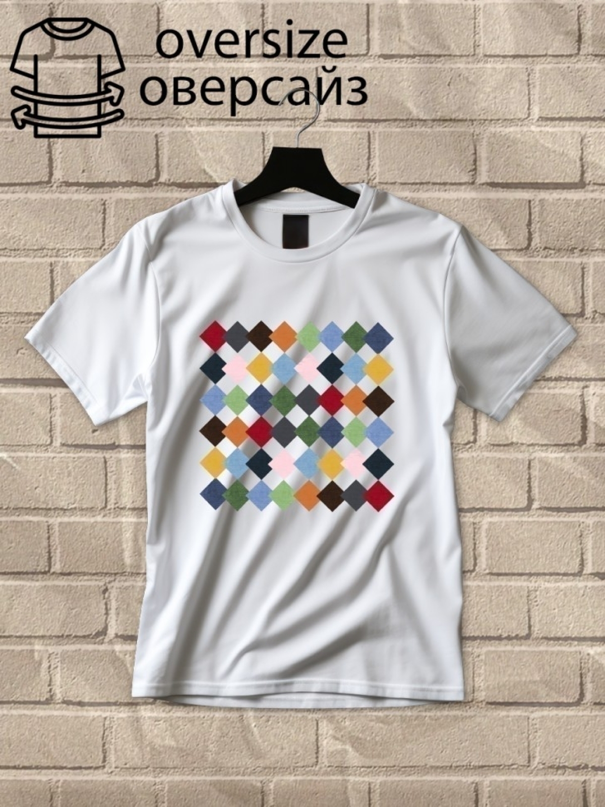 Футболка оверсайз с принтом квадрат 1