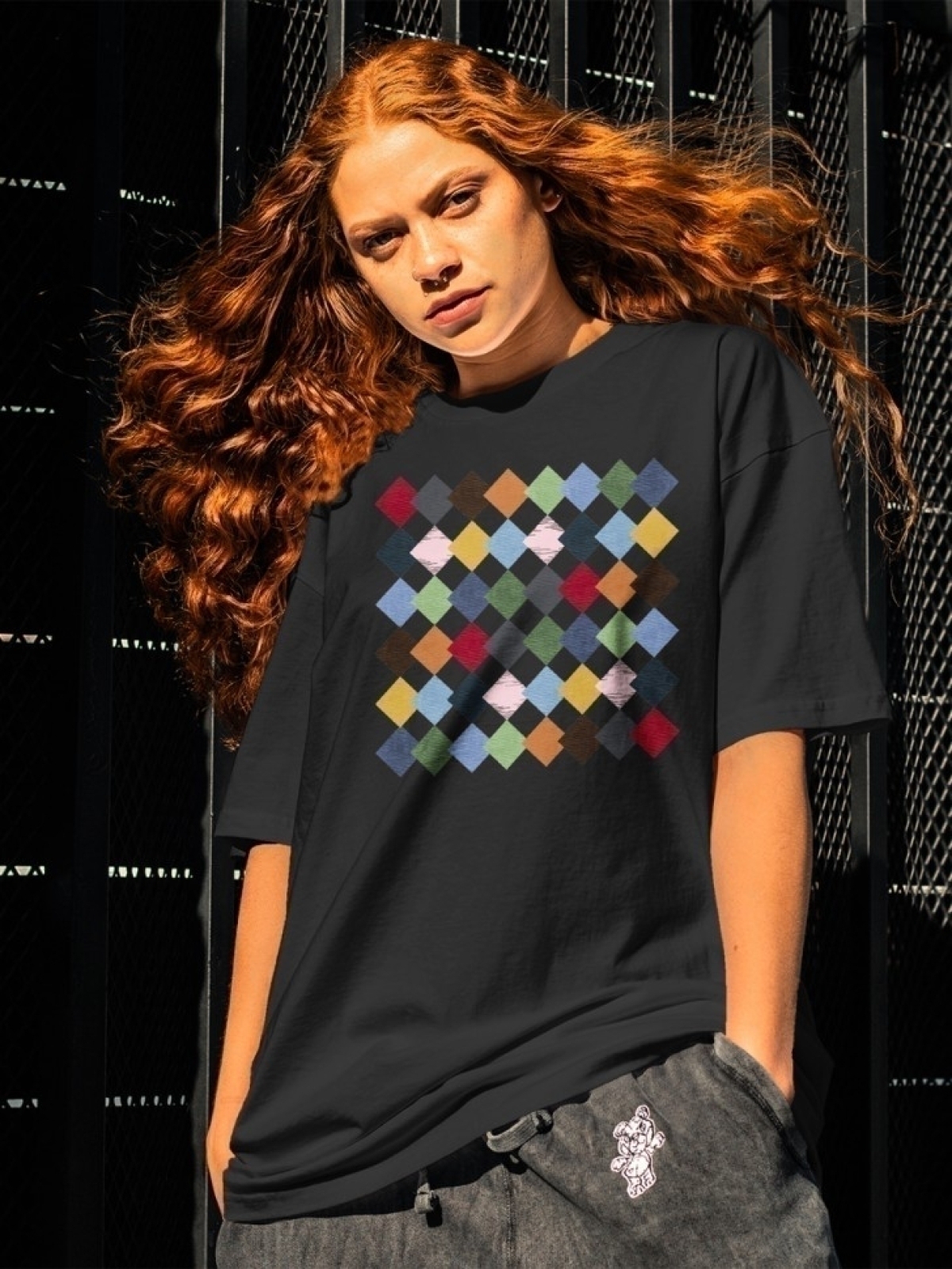 Футболка оверсайз с принтом квадрат 1 Футболка оверсайз с принтом квадрат 1