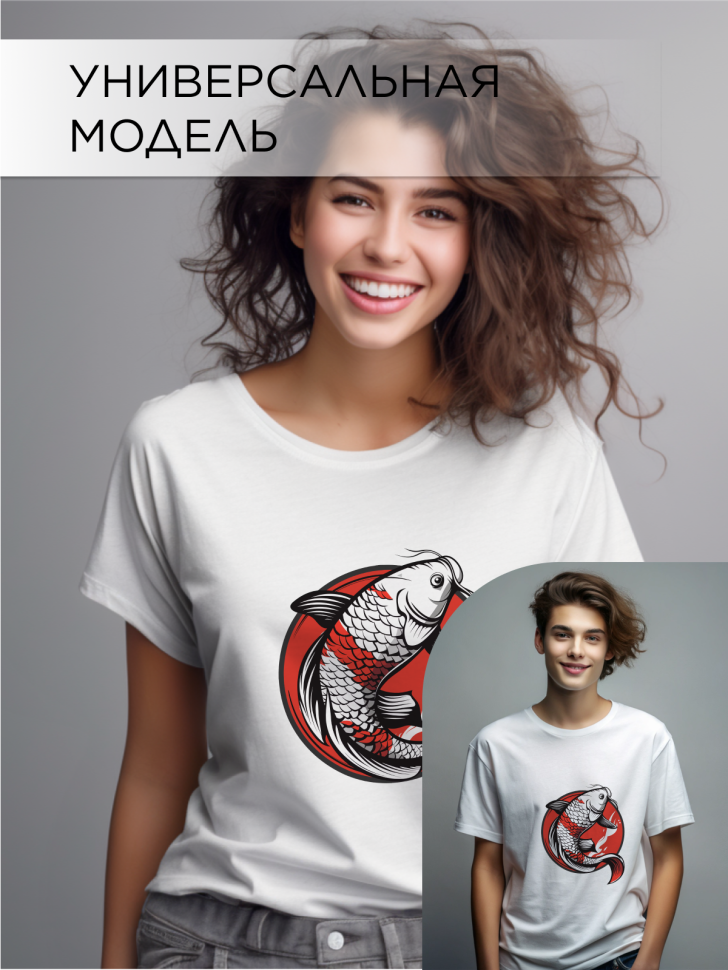 Футболка оверсайз с принтом Рыба мечты белая