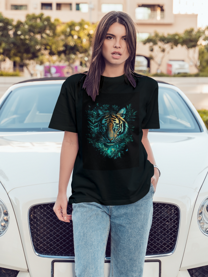 Футболка оверсайз женская с принтом тигр