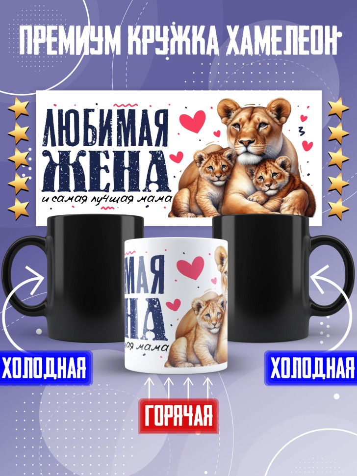 Кружка хамелеон Любимой жене и лучшей маме в подарок Кружка хамелеон Любимой жене и лучшей маме в подарок