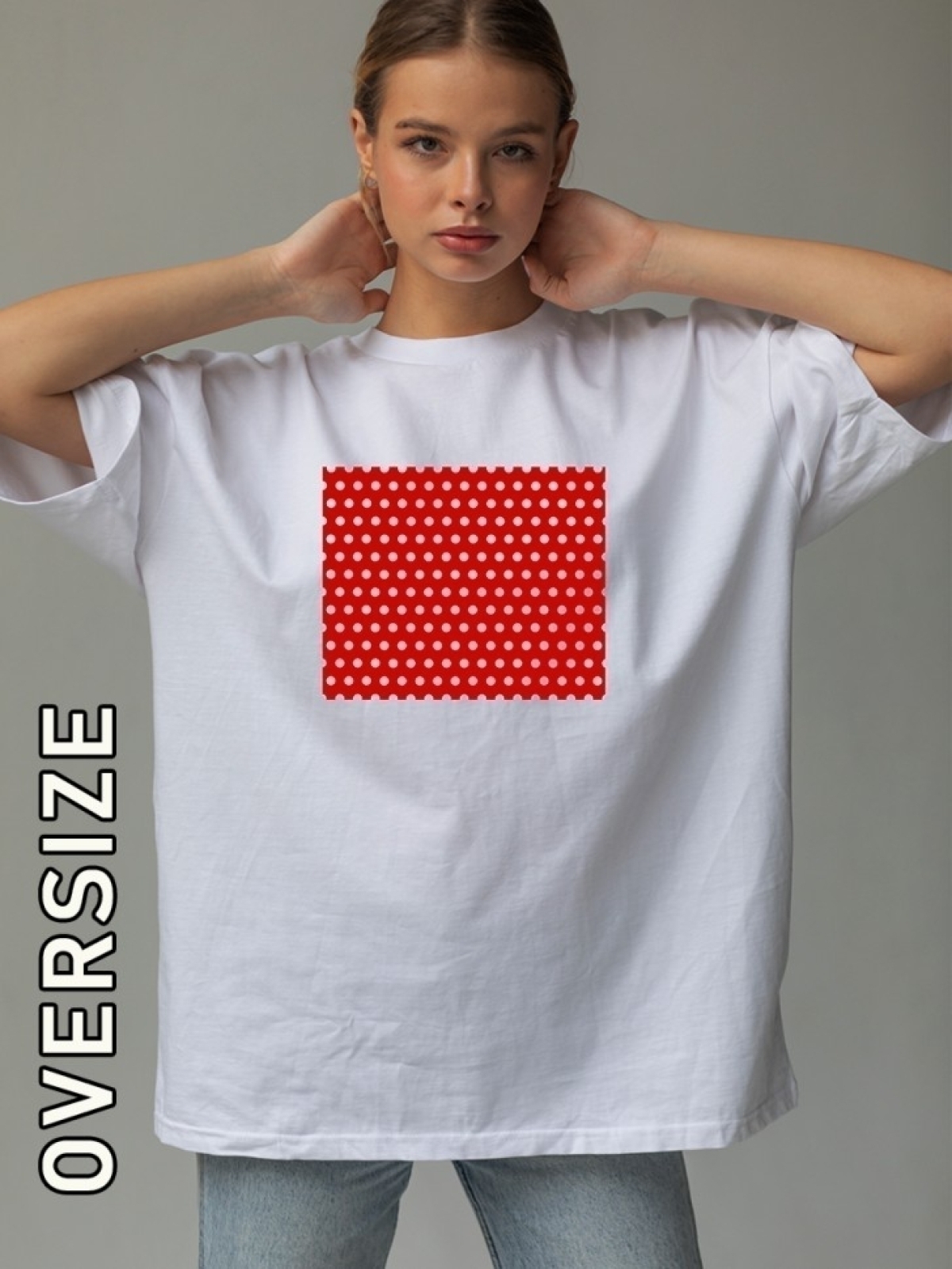 Футболка женская белая с принтом  белый горох