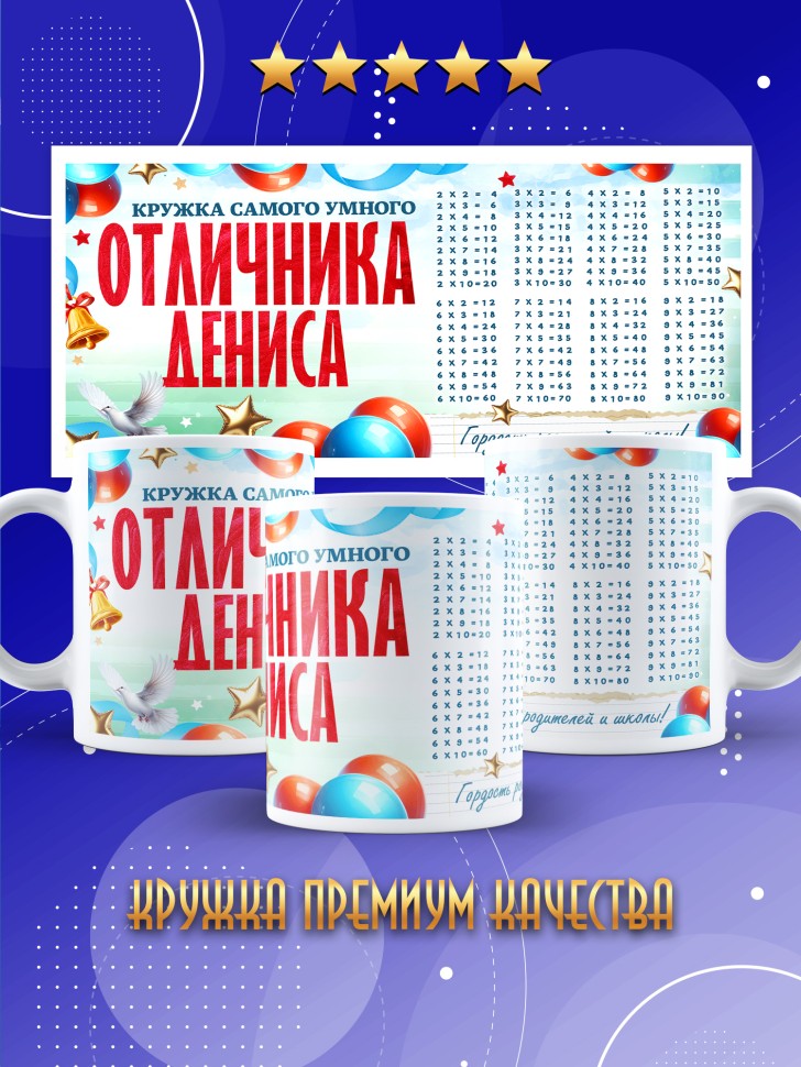 Кружка именная для школьника Дениса