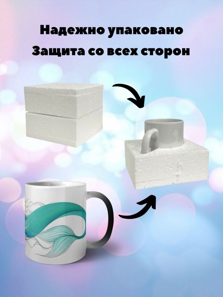 Кружка хамелеон Русалка Чашка меняющая цвет вау эффект