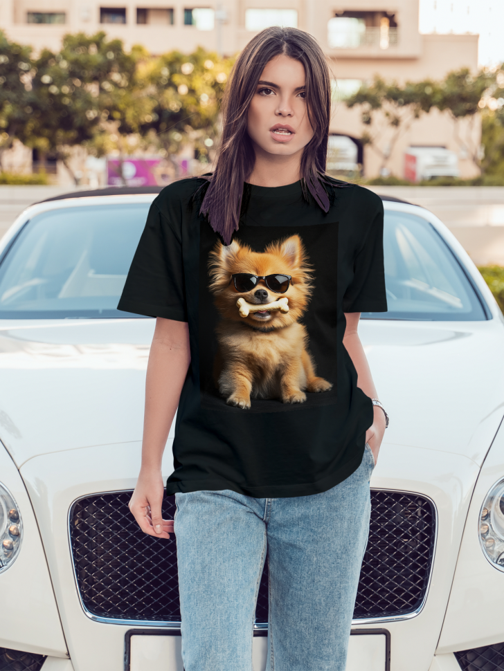 Футболка оверсайз женская с рисунком рыжий песик 