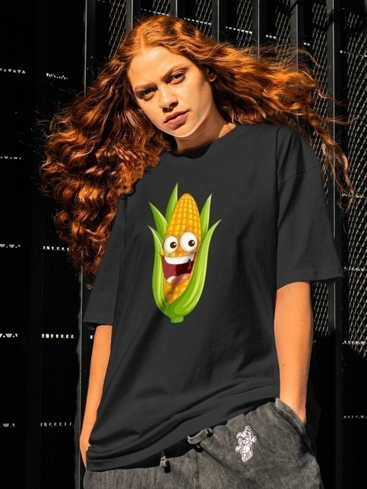 Футболка оверсайз с принтом кукуруза 2 Футболка оверсайз с принтом кукуруза 2