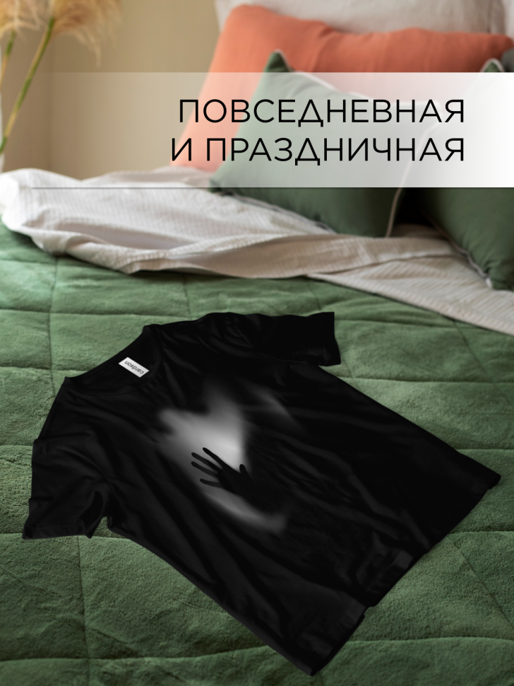 Футболка оверсайз с принтом Тени черная Футболка оверсайз с принтом Тени черная