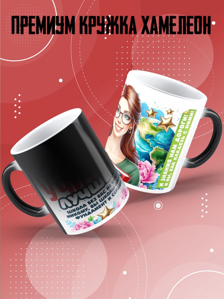 Кружка хамелеон с принтом учителю в подарок Кружка хамелеон с принтом учителю в подарок
