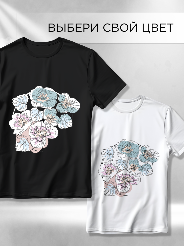 Футболка оверсайз универсальная с принтом Букет