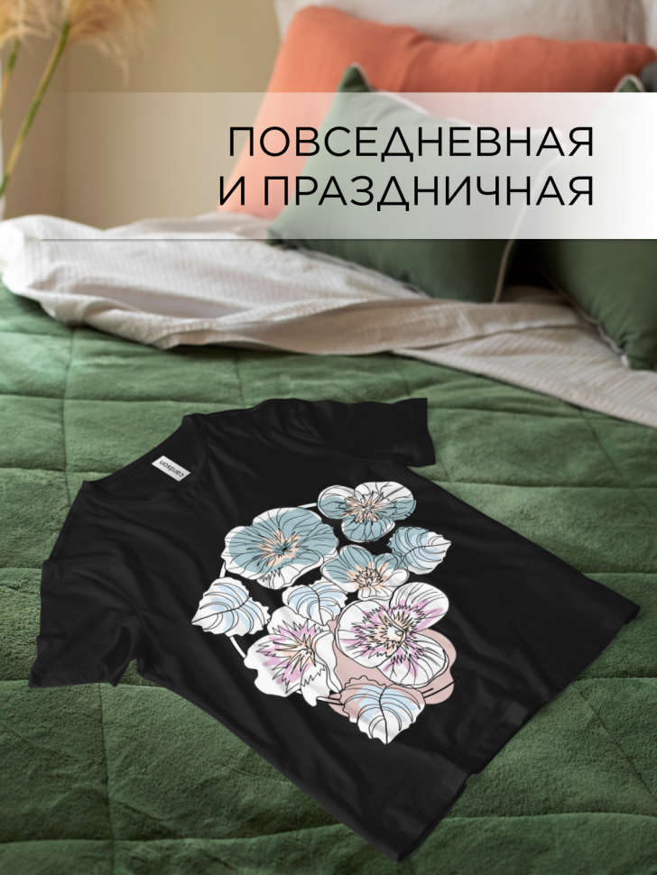 Футболка оверсайз универсальная с принтом Букет