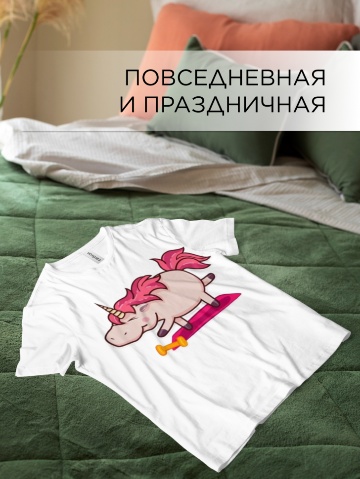 Футболка оверсайз с принтом Единорожка гимнастика