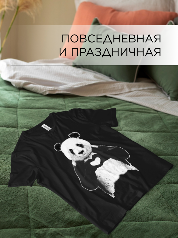 Футболка оверсайз универсальная с принтом Панда Футболка оверсайз универсальная с принтом Панда