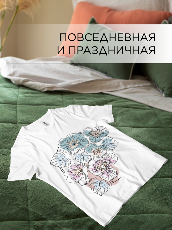 Футболка оверсайз универсальная с принтом Букет Футболка оверсайз универсальная с принтом Букет