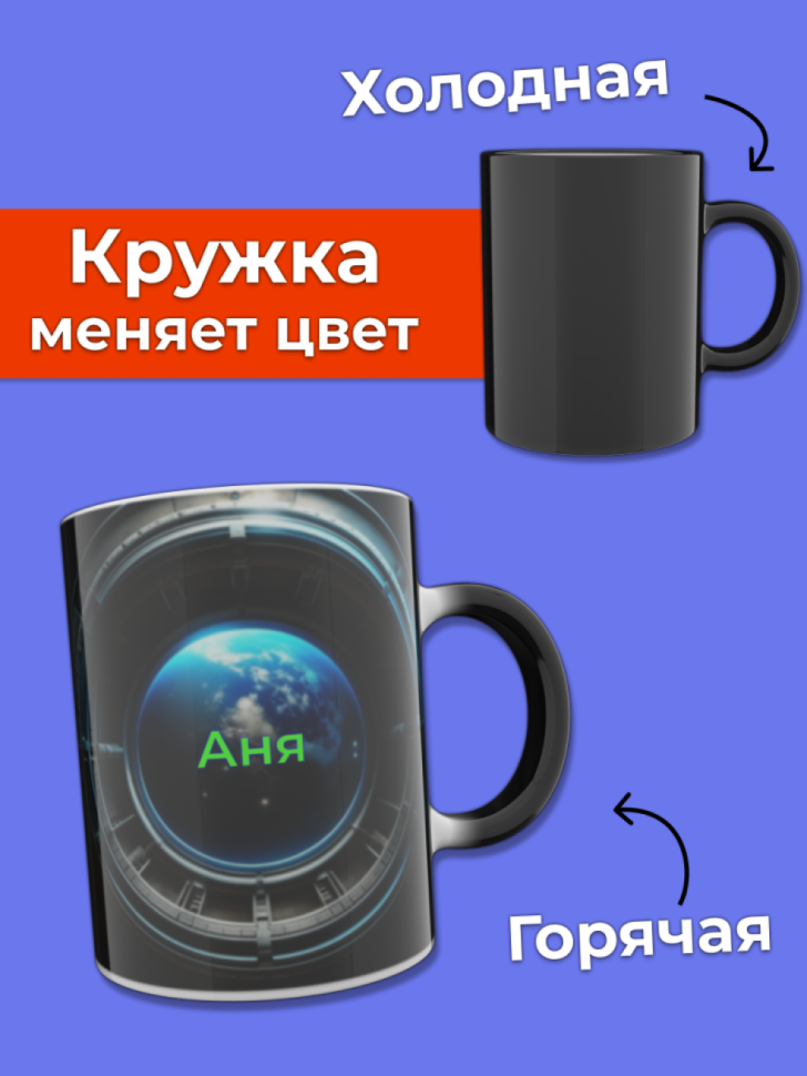Кружка хамелеон меняющая цвет при нагревании с именем Аня Кружка хамелеон меняющая цвет при нагревании с именем Аня