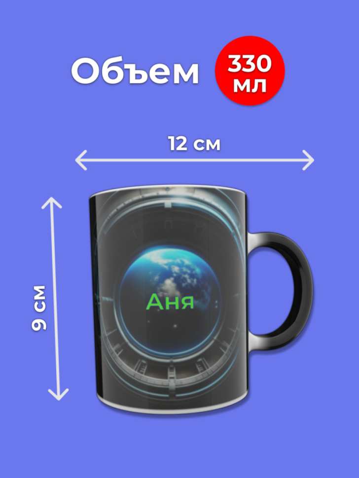 Кружка хамелеон меняющая цвет при нагревании с именем Аня