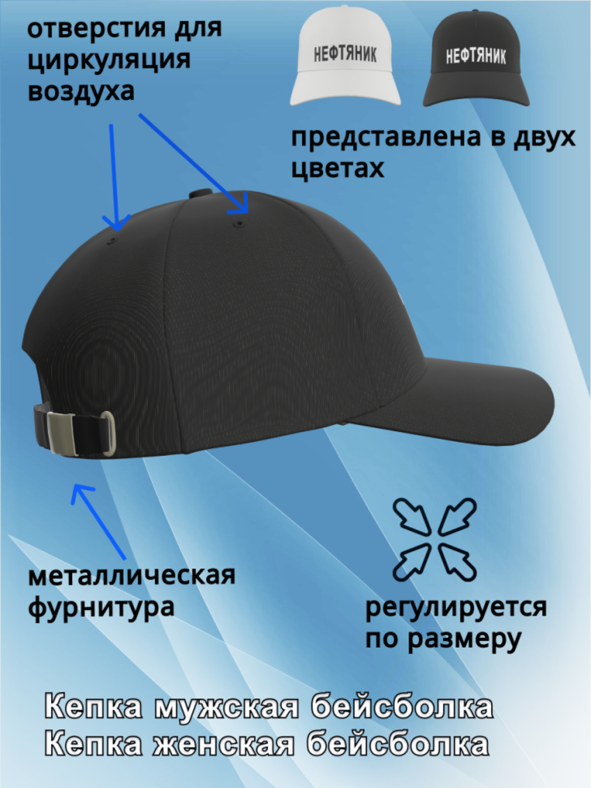 Бейсболка женская, бейсболка мужская, принт нефтяник. Подаро