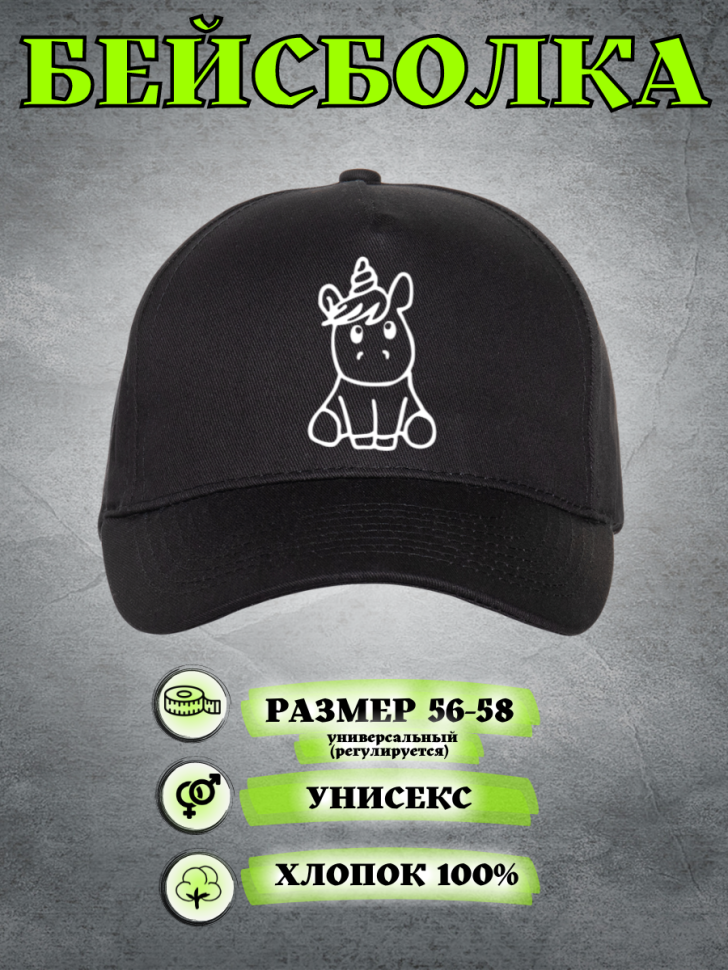 бейсболка кепка мужская женская черная с принтом летняя 
