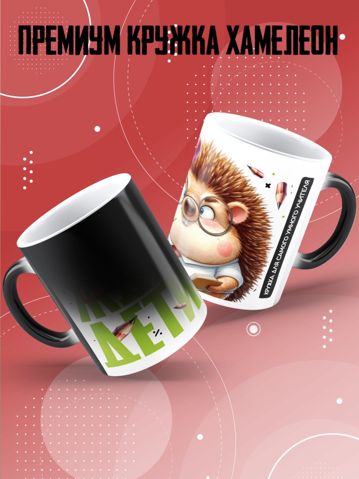 Кружка хамелеон с принтом учителю в подарок Кружка хамелеон с принтом учителю в подарок