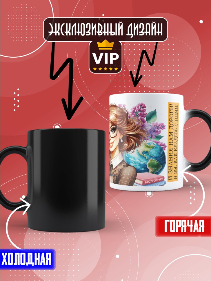 Кружка хамелеон с принтом учителю в подарок Кружка хамелеон с принтом учителю в подарок