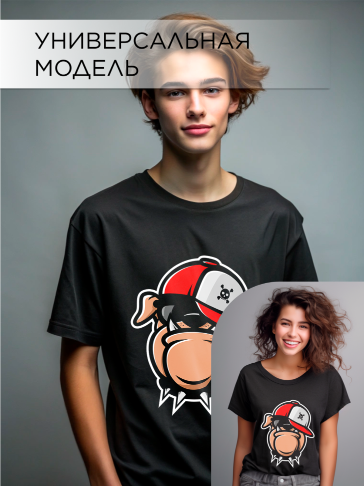 Футболка оверсайз с принтом Бульдог