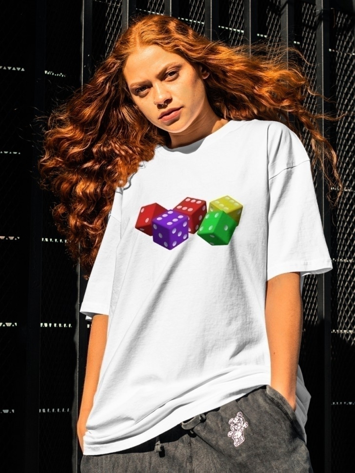 Футболка оверсайз принтом кубики 4 Футболка оверсайз принтом кубики 4