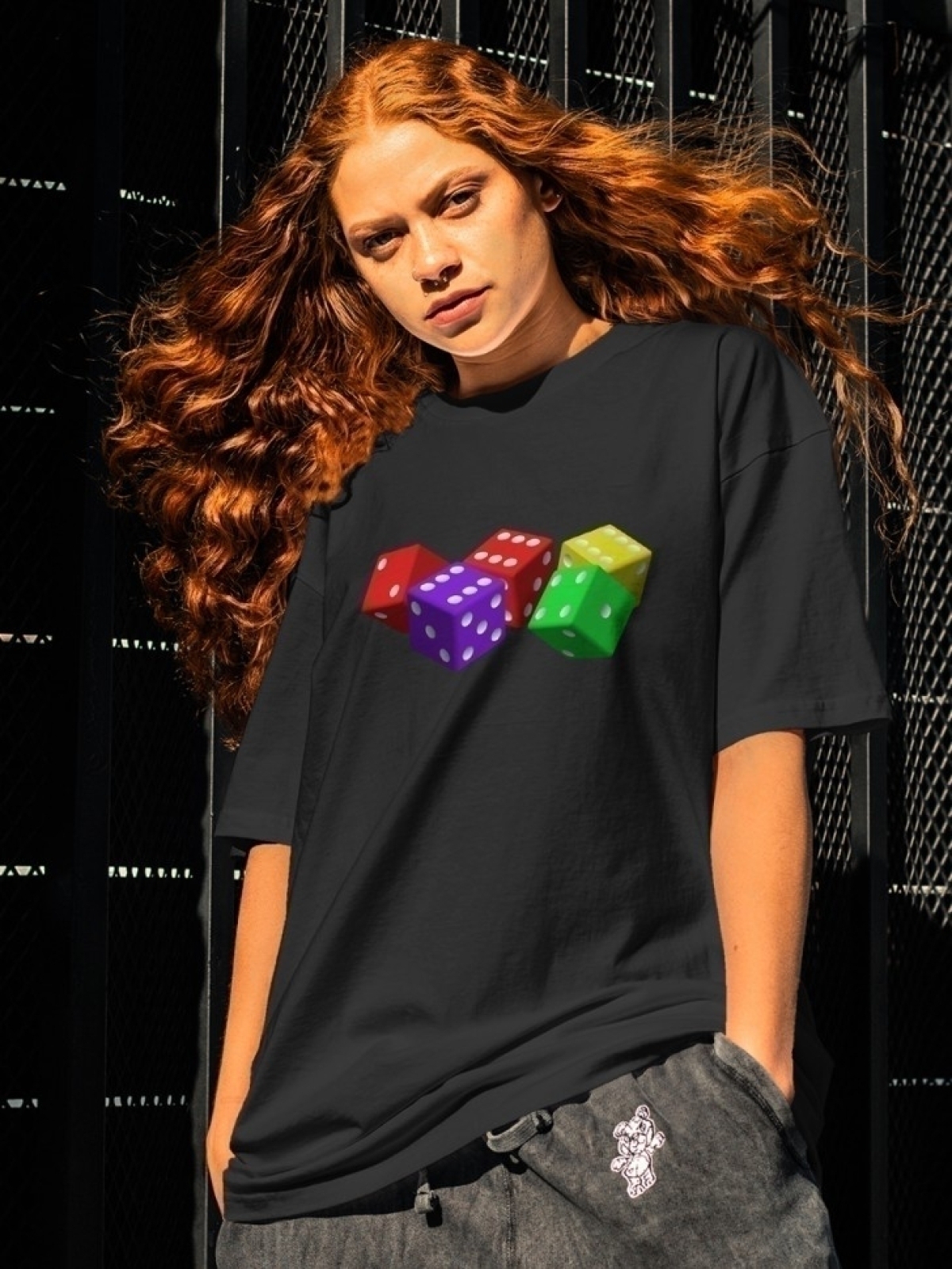 Футболка оверсайз принтом кубики 4 Футболка оверсайз принтом кубики 4