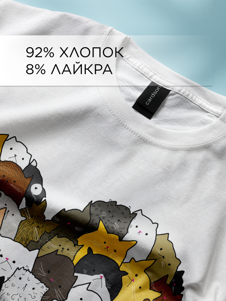 Футболка оверсайз универсальная с принтом Коты и Сердце