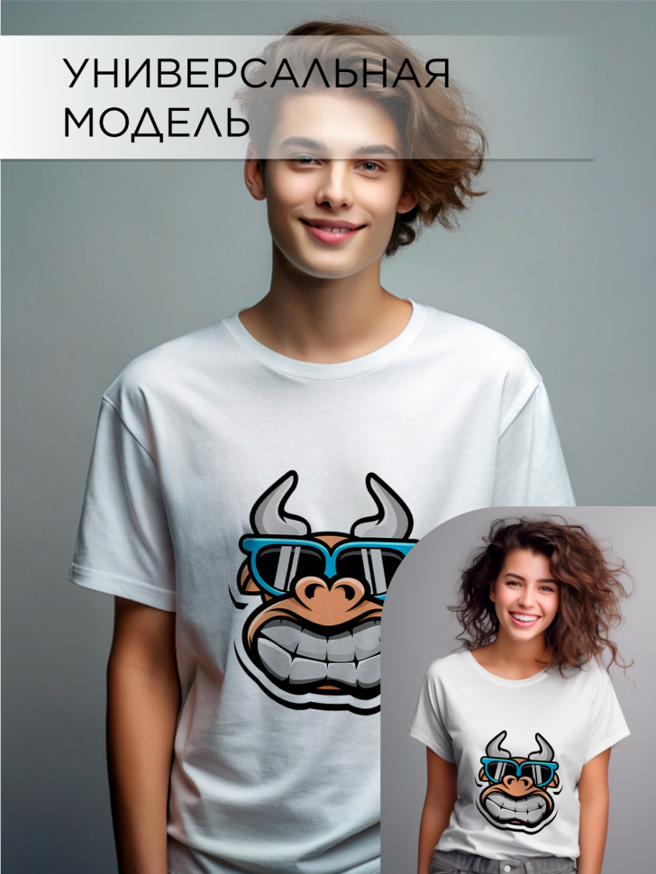 Футболка оверсайз с принтом Бык крутой Футболка оверсайз с принтом Бык крутой