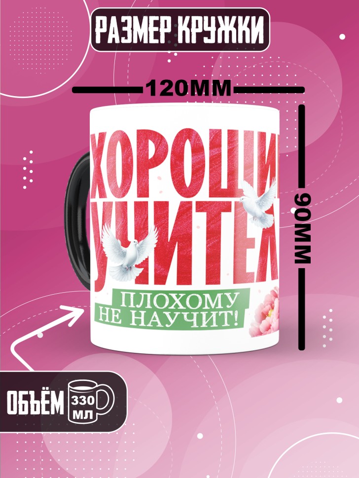 Кружка хамелеон с принтом учителю в подарок Кружка хамелеон с принтом учителю в подарок