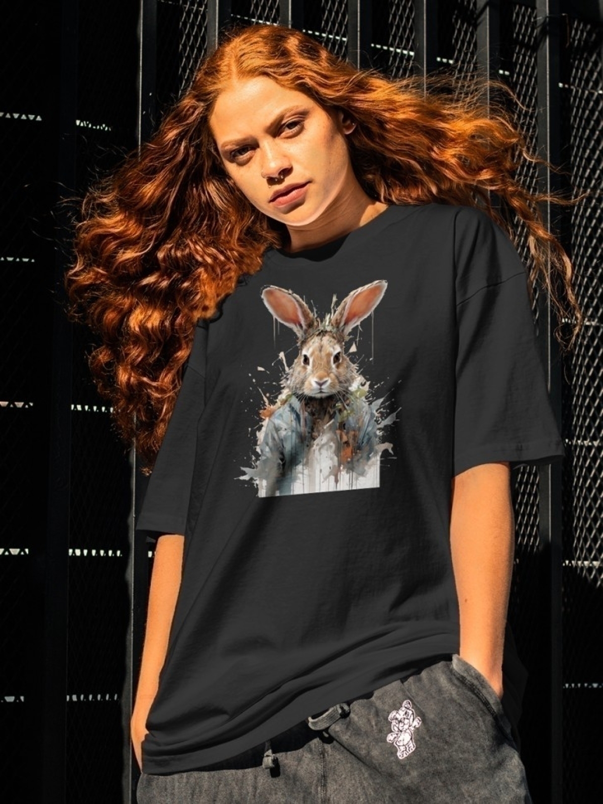 Футболка оверсайз с принтом зайка 4 Футболка оверсайз с принтом зайка 4