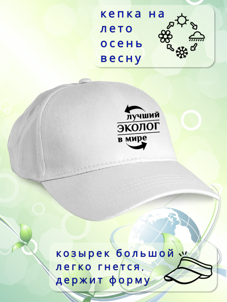 Бейсболка женская мужская кепка подарок принт ЛУЧШИЙ ЭКОЛОГ