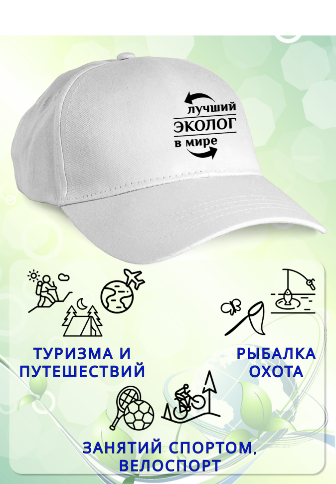 Бейсболка женская мужская кепка подарок принт ЛУЧШИЙ ЭКОЛОГ