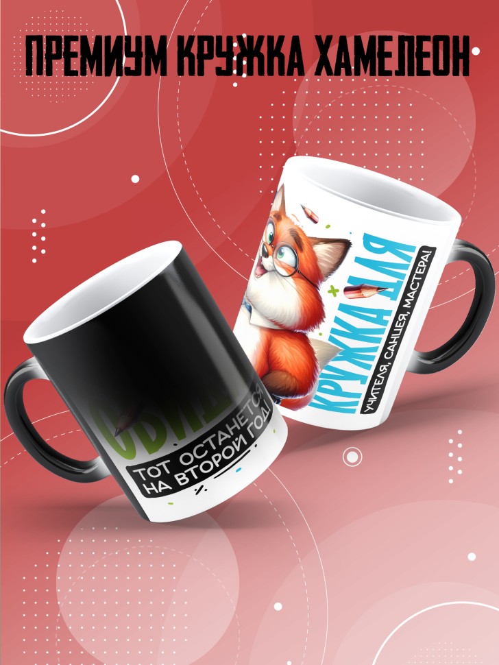 Кружка хамелеон с принтом учителю в подарок Кружка хамелеон с принтом учителю в подарок