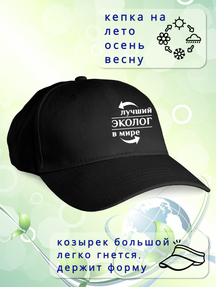 Бейсболка женская мужская кепка подарок принт ЛУЧШИЙ ЭКОЛОГ