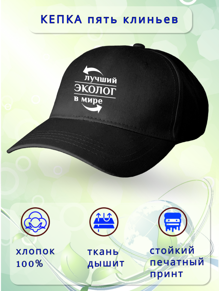 Бейсболка женская мужская кепка подарок принт ЛУЧШИЙ ЭКОЛОГ
