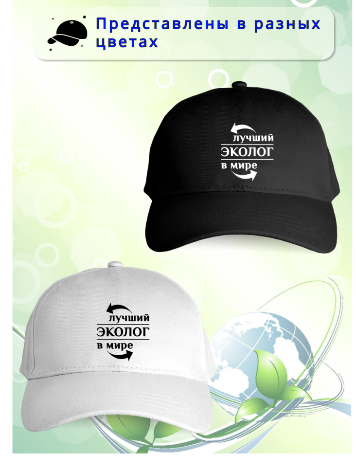Бейсболка женская мужская кепка подарок принт ЛУЧШИЙ ЭКОЛОГ