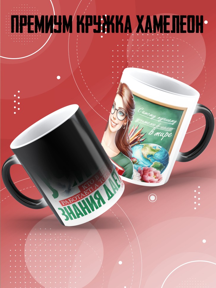 Кружка хамелеон с принтом учителю в подарок Кружка хамелеон с принтом учителю в подарок