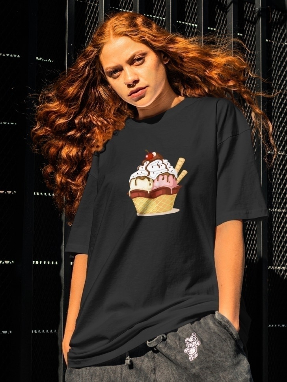 Футболка оверсайз с принтом мороженное 3 Футболка оверсайз с принтом мороженное 3